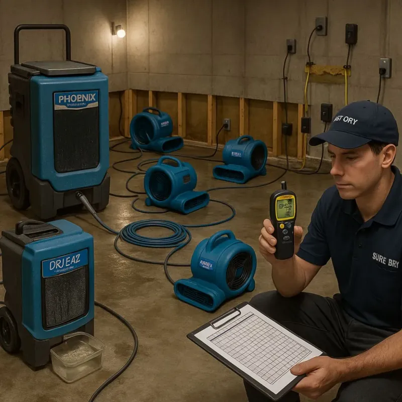 Structural Drying and Dehumidification process in Jesup, IA
